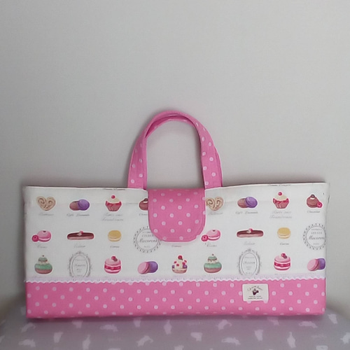 クリームマカロン＋ピンク水玉 ピアニカケース 鍵盤ハーモニカケース  