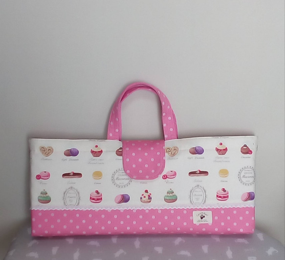 クリームマカロン＋ピンク水玉 ピアニカケース 鍵盤ハーモニカケース