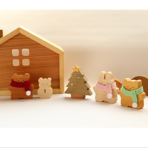 くまさんのクリスマス飾り＊受注制作 木製インテリア 冬の季節飾り