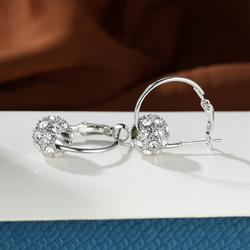 耳環，鏡球，大號，金屬過敏相容，施華洛世奇彩色寶石耳環，圈形，擺動，18kRGP 第15張的照片