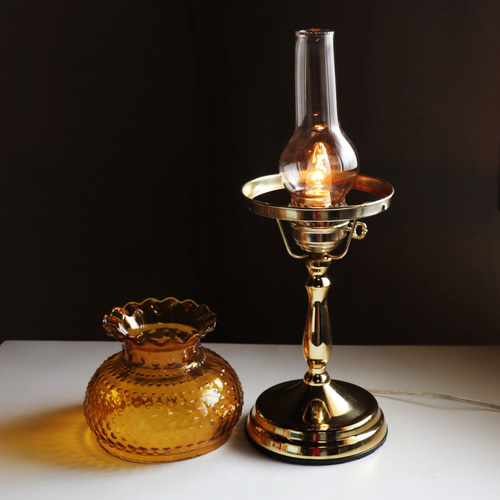 USAヴィンテージホブネイルアンバーガラスシェードテーブル