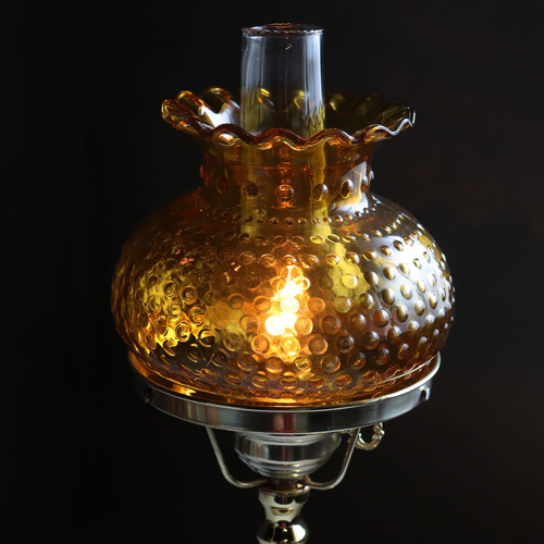 USAヴィンテージホブネイルアンバーガラスシェードテーブル