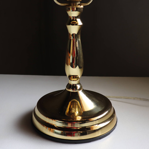 美品 アンバー ガラス 卓上ランプ アンティークランプ USAヴィンテージホブネイルアンバーガラスシェードテーブル