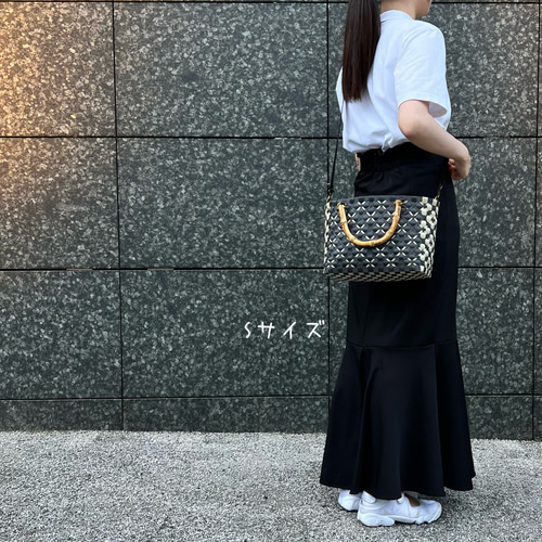 受注製作】プラカゴ Sサイズ/B5 S-313 紫*ベージュ 2way バンブー