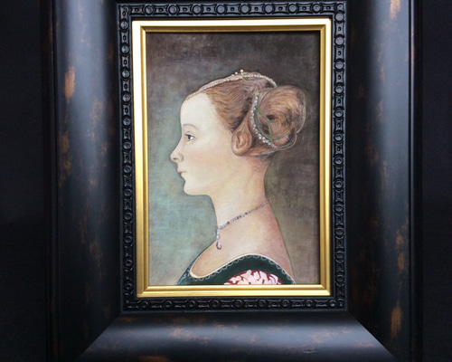 肖像画　テンペラ画　女性の横顔 肖像画 テンペラ画 女性の横顔