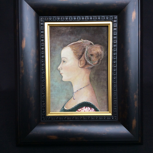 女性の肖像画 女性の肖像 フレスコ画約A4サイズ（フェルメール 青いターバンの