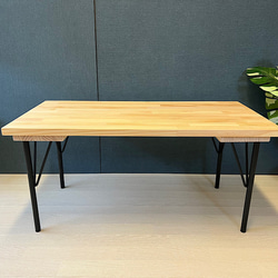 【送料無料】 ローテーブル 長方形 90cm 45cm パイン ナチュラル アイアン4本脚 4枚目の画像
