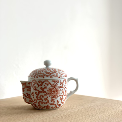 清水焼 壹楽 赤濃牡丹唐草 湯呑み 急須 未使用保管品✨京焼 清水焼 平安壹楽 赤濃牡丹唐草 組湯呑 2客