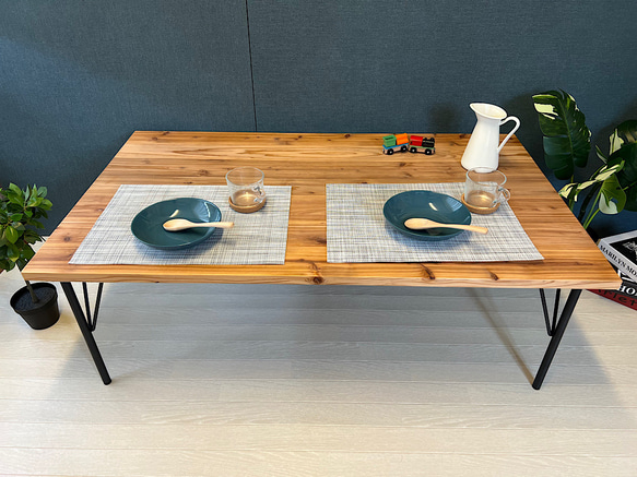 送料無料】 ローテーブル 長方形 120cm 70cm 杉 アイアン4本脚 ロー