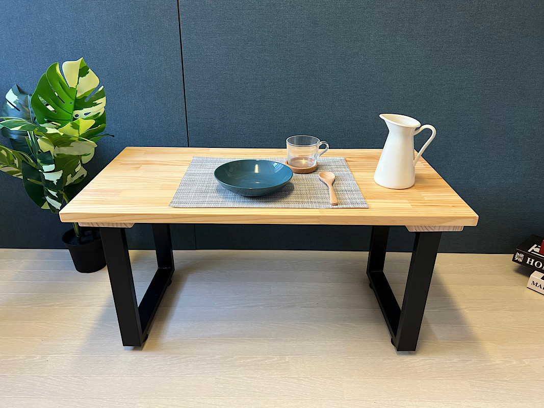 【送料無料】 ローテーブル 長方形 90cm 45cm パイン ナチュラル アイアン ロ型脚