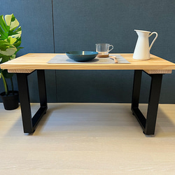 【送料無料】 ローテーブル 長方形 90cm 45cm パイン ナチュラル アイアン ロ型脚 2枚目の画像