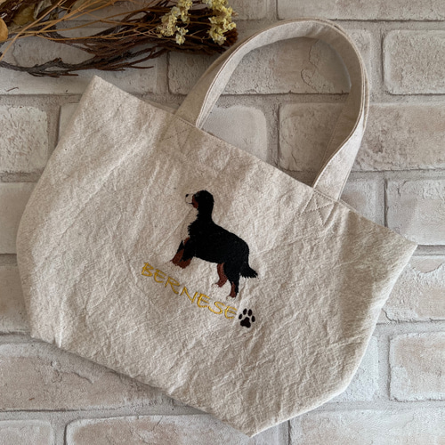 バーニーズマウンテンドッグ刺繍❤︎お散歩バック トートバッグ ito