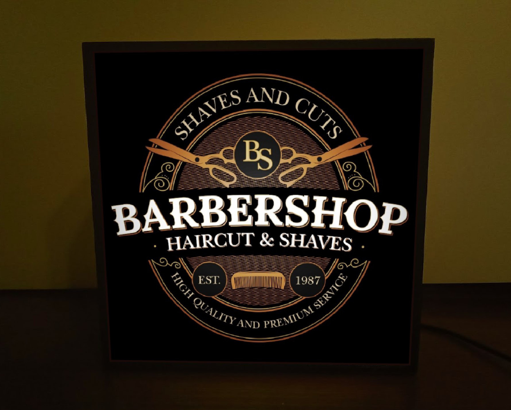 【文字変更無料】バーバー 理容室 ヘアーサロン ビンテージ ミニチュア サイン ランプ 看板 置物 雑貨 ライトBOX