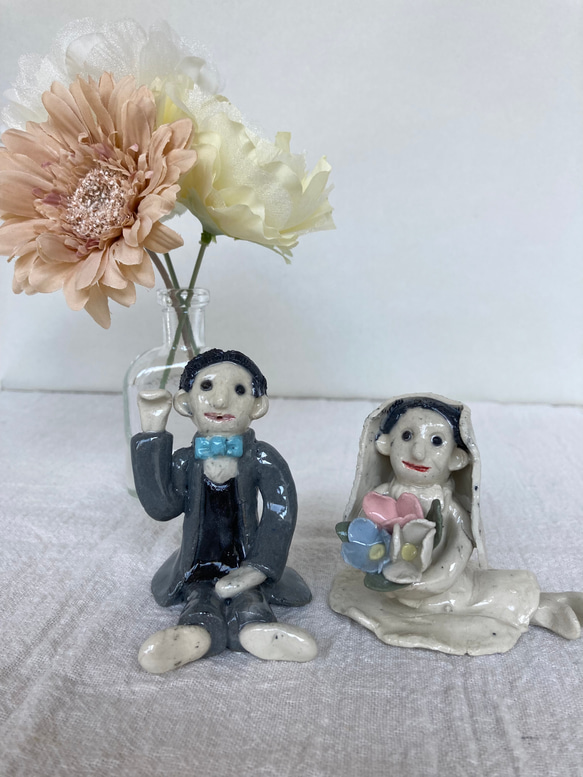 陶器　ウエディング人形 1枚目の画像