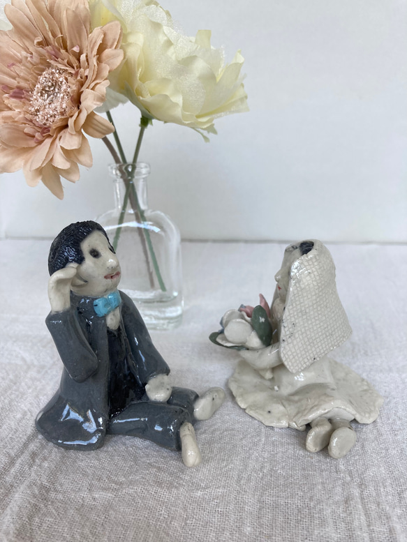 陶器　ウエディング人形 3枚目の画像