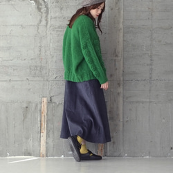 溫暖的100%羊毛♡手工編織馬海毛針織開襟衫 (22w-12) 綠色 第13張的照片