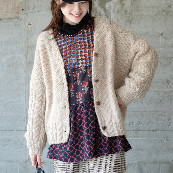 予約販売】2025年復刻再販！あったかウール♡手編みニットカーディガン