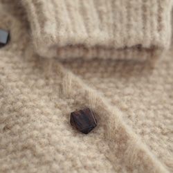 溫暖的100%羊毛♡手工編織馬海毛針織開襟衫 (22w-12) 米色 第19張的照片