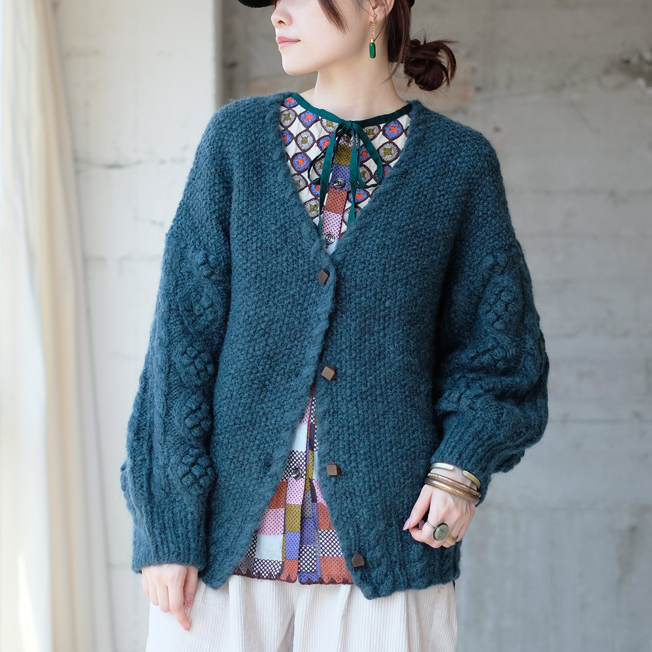 2024年復刻再販！あったかウール♡手編みニットカーディガン（22w-12  