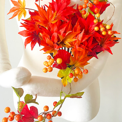 オータムブーケ　秋のブーケ　紅葉の扇子ブーケ　扇子プロップス　フォトプロップス　和装前撮り　前撮り　ウェディングブーケ 2枚目の画像