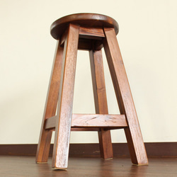 チーク 古材 古木 無垢 木製 椅子 スツール カウンターチェア 60cm :F-0457 5枚目の画像