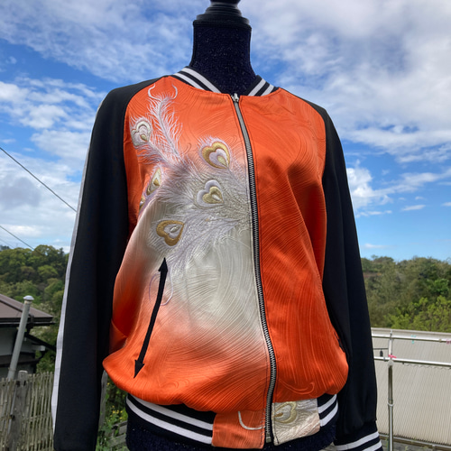 着物リメイクスカジャン リバーシブル 振袖リメイク 和服 着物リメイクスカジャン リバーシブル 振袖リメイク 和服