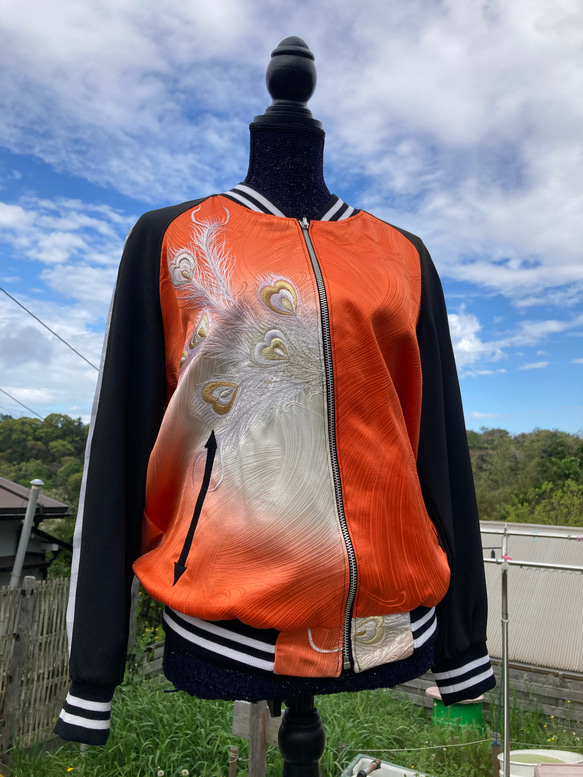 着物リメイクスカジャン リバーシブル 振袖リメイク 和服