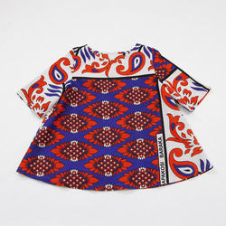 カンガのボートネックブラウス｜フレア型 アフリカ布 服 カンガ服 8枚目の画像