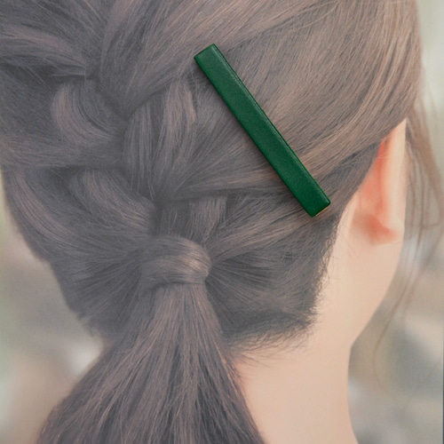 送料無料] 森のさえずり ヘアクリップ 緑 ヘアアクセサリー 本革 ヘア 