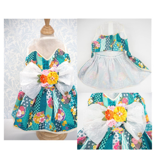 ワンピース ドレス 和柄 和装 着物風 ドックウェア 犬服 犬の服 P584