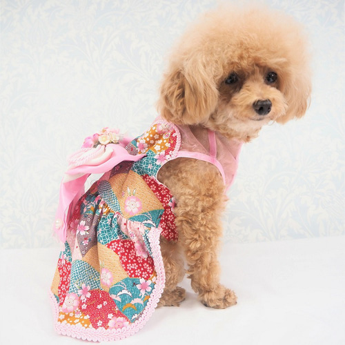 ワンピース ドレス 和柄 和装 着物風 ドックウェア 犬服 犬の服