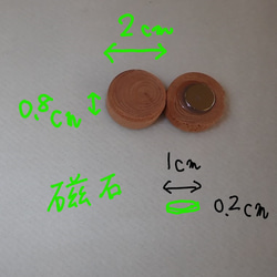 ひのき画鋲（小8個）＆磁石（小２個）茶 4枚目の画像