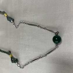羽織紐の首飾り・深緑色のガラス玉 2枚目の画像
