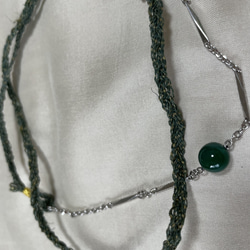羽織紐の首飾り・深緑色のガラス玉 5枚目の画像