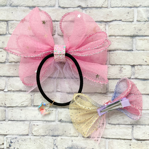ゆめかわ好きな子のための、ヘアアクセサリーセット（ピンク）／発表会