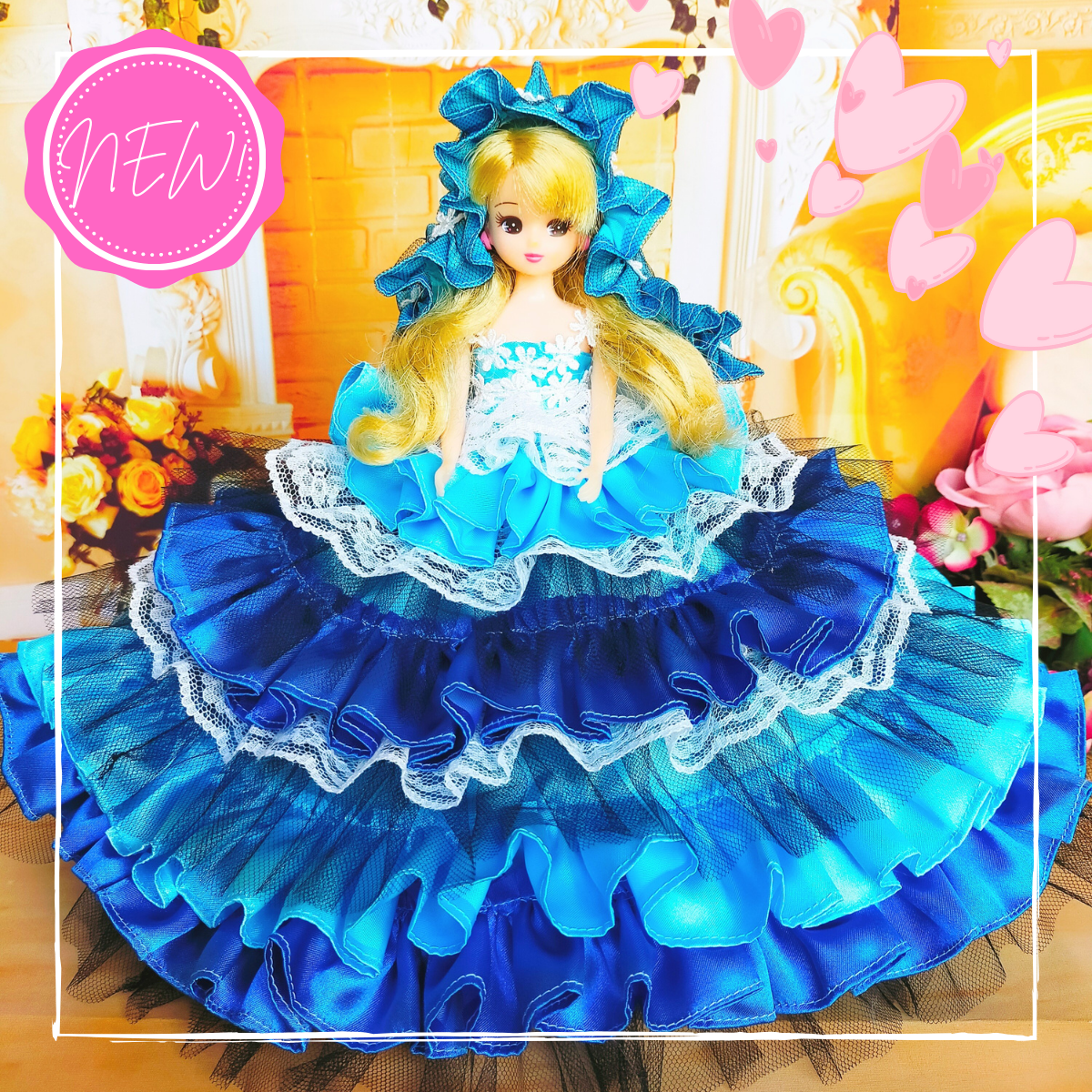 み*こ様 リカちゃんハンドメイド服　レースたっぷり♡アイボリーのドレス み*こ様 リカちゃんハンドメイド服 レースたっぷり♡アイボリー