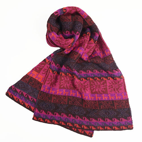 アルパカ100% マフラーリバーシブル　パープル×ピンク