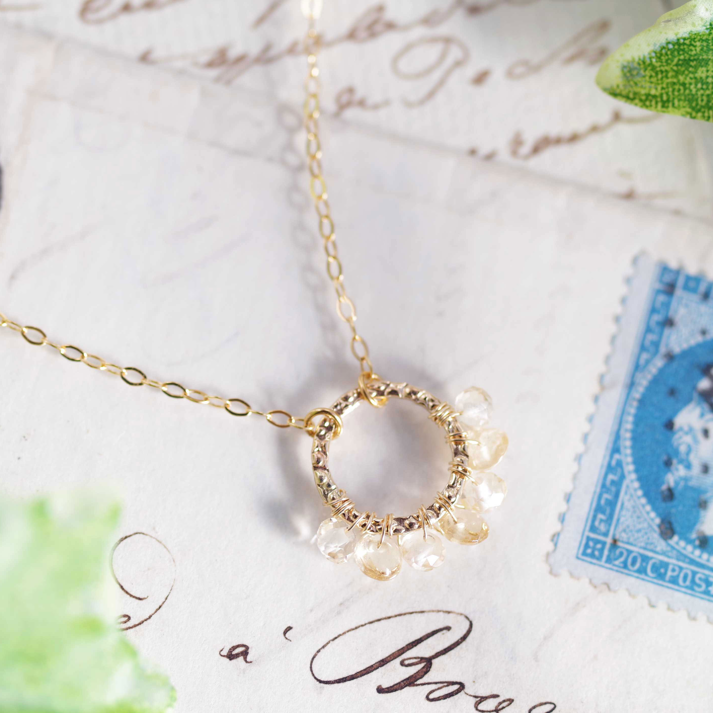 K14GF【garland】花冠・ネックレス［シトリン］