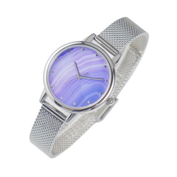 藍色瑪瑙紋路手錶 米蘭錶帶 女裝手錶 全球免運 第2張的照片