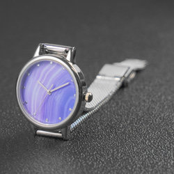 藍色瑪瑙紋路手錶 米蘭錶帶 女裝手錶 全球免運 第4張的照片