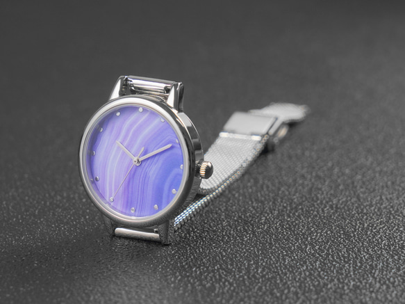 藍色瑪瑙紋路手錶 米蘭錶帶 女裝手錶 全球免運 第4張的照片