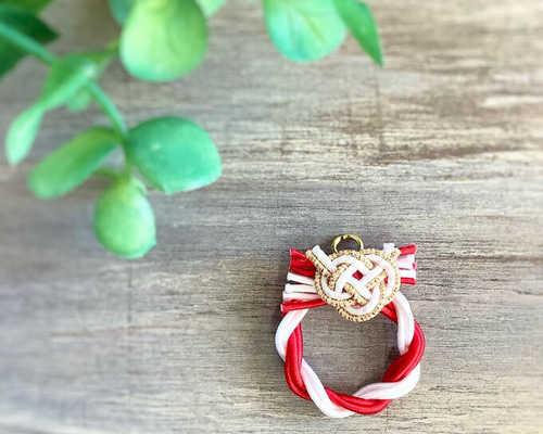 水引製 ミニミニリース 正月飾り【赤 白 金】ロボホン ドールハウス