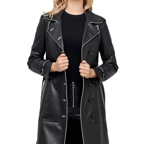 羊革・テーラード襟付きシープレザートレンチコートSheep Leather Coat  