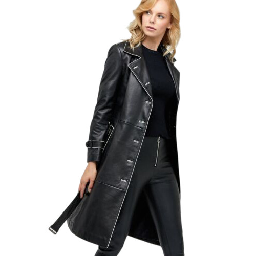 羊革・テーラード襟付きシープレザートレンチコートSheep Leather Coat  