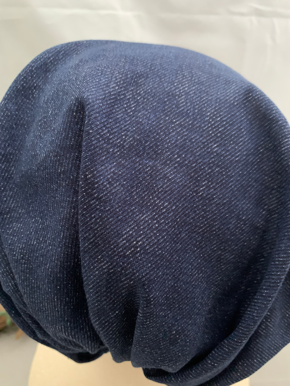 さっと被れる柔らかガーゼ帽子。ケア帽子、帽子の中のインナー帽子。浅型タイプ 5枚目の画像