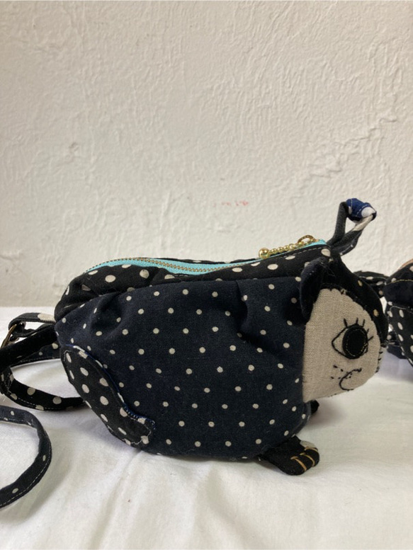 カバ子様オーダー専用　黒豆猫ポーチポシェットBAG2個 3枚目の画像