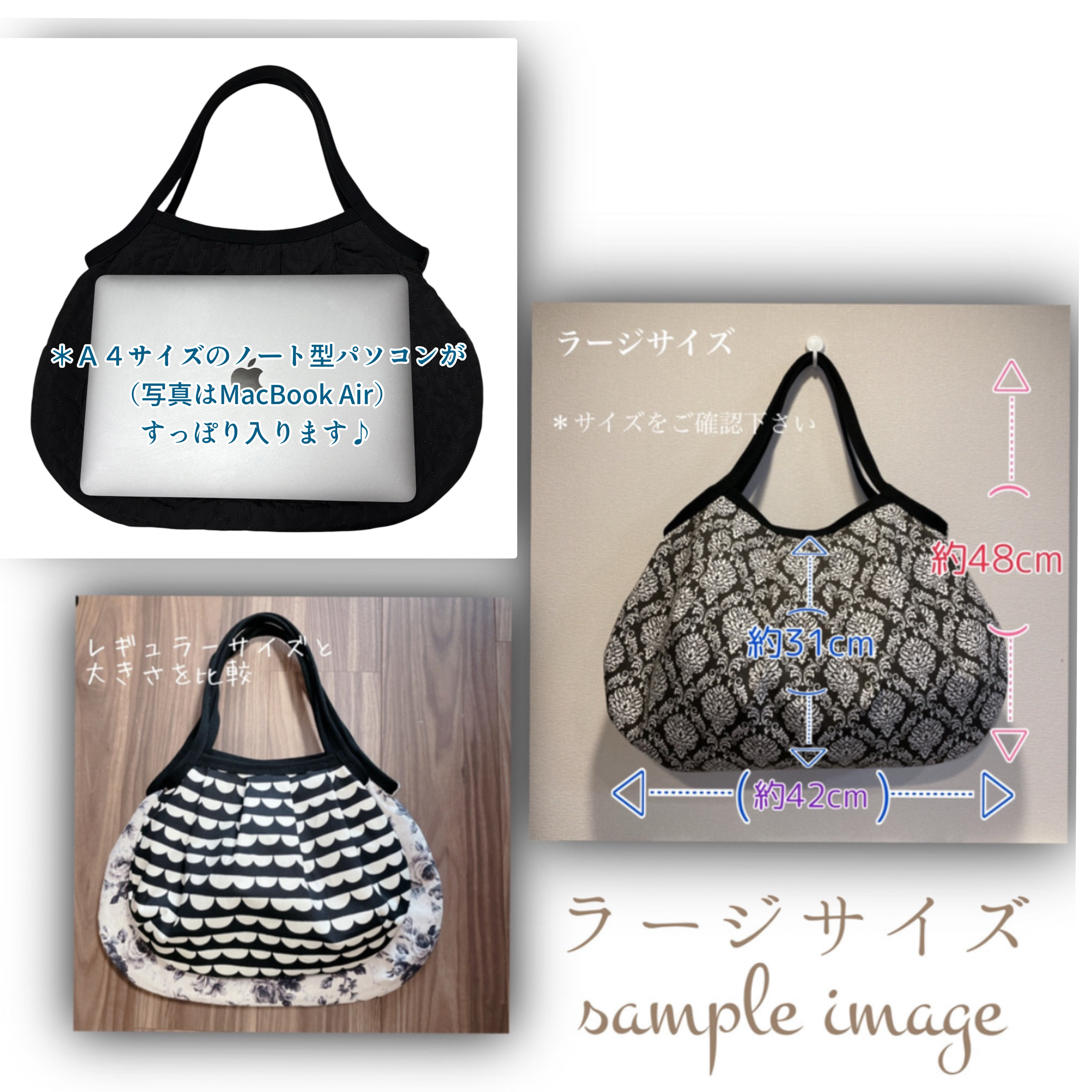 コロンと可愛いショルダーグラニーバッグ　 ストロベリーシーフ　カーキ×ブラック　◎選べる2サイズ