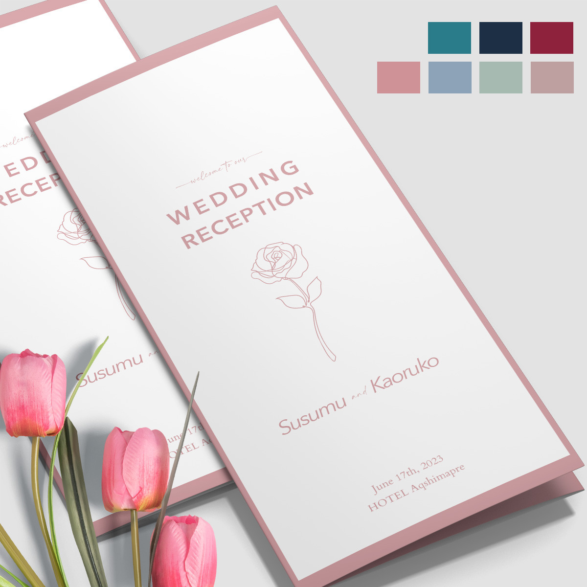 B4サイズ三つ折り席次表【デザイン04】