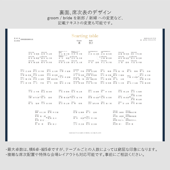 B4サイズ三つ折り席次表【デザイン05】 5枚目の画像