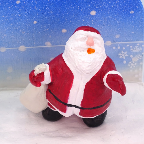 クリスマス サンタとトナカイと雪だるまの粘土フォト＆メモスタンドS